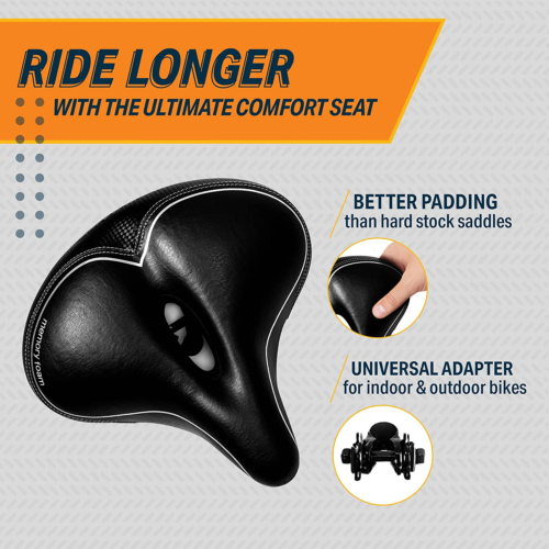 Extra Wide Bike Seat Cushion -10 x 11 inch, Padded Gel Bike Seat Cover for  Exercise Bike Seats - Cycling Accessories Compatible with Peloton,  NordicTrack Bikes 