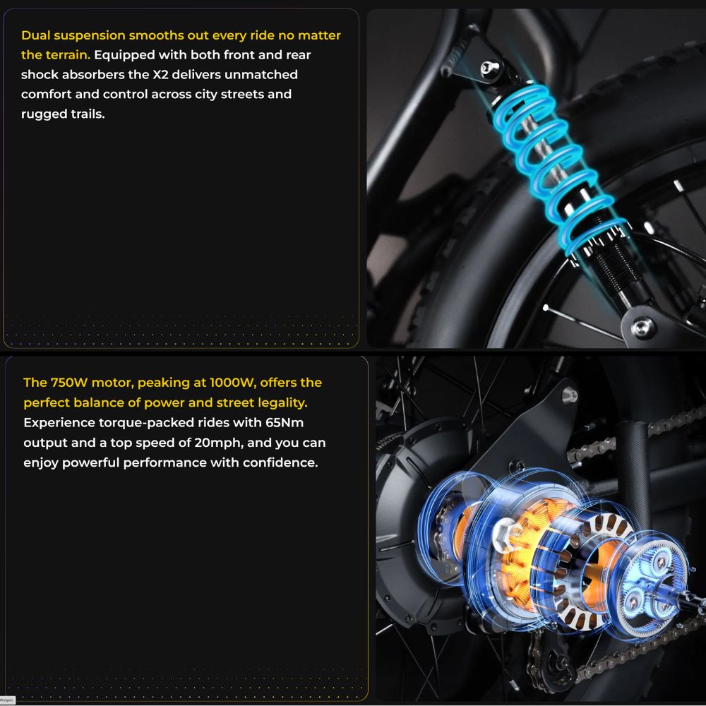 Macfox X2 Full Suspension 1000W Electric Bike