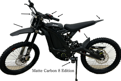 Black Dirt Bike with Matte Carbon Fiber Fenders Surron Light Bee X LBX