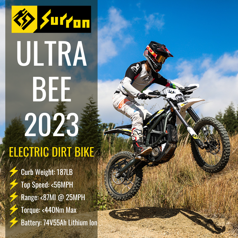 Black Motorcycle Sized Dirt Bike Surron Ultra Bee